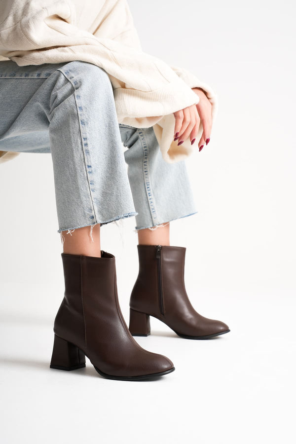 Scarpax Lucinda Kadın Kışlık Acı Kahve Kalın Topuklu Bot